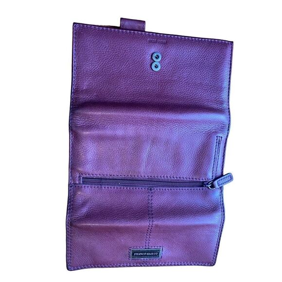 Franco Sarto Trifold Leather Wallet in deep maroon purple - Picture 3 of 8